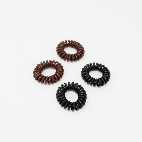 Kostte - Coil Hair Tie(Small) - Black + Brown 4pcs - Shine 32