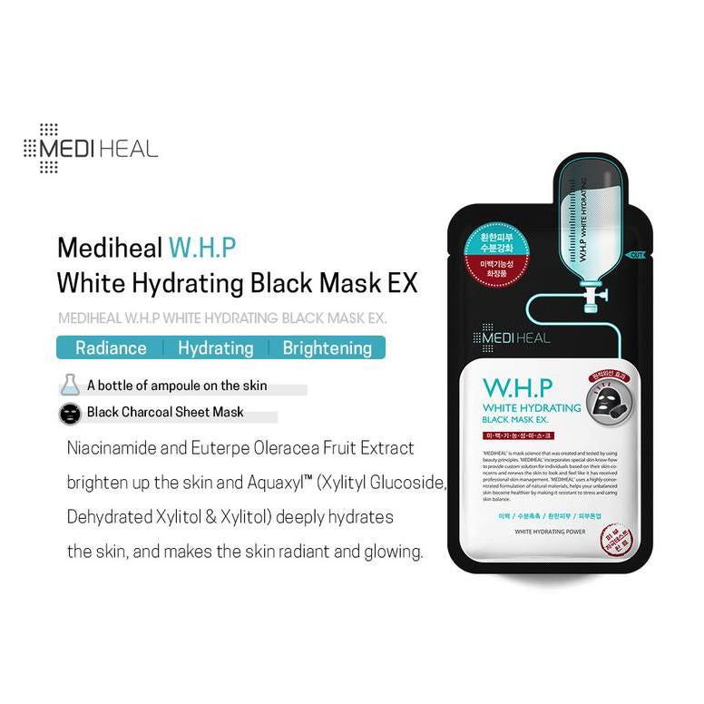 MEDIHEAL - W.H.P White Hydrating Black Mask EX(single) - Shine 32